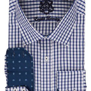 English Laundry Men's Blue Plaid Dress Shirt